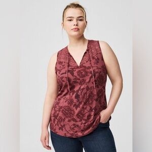 Torrid Burgundy Floral Tank Top